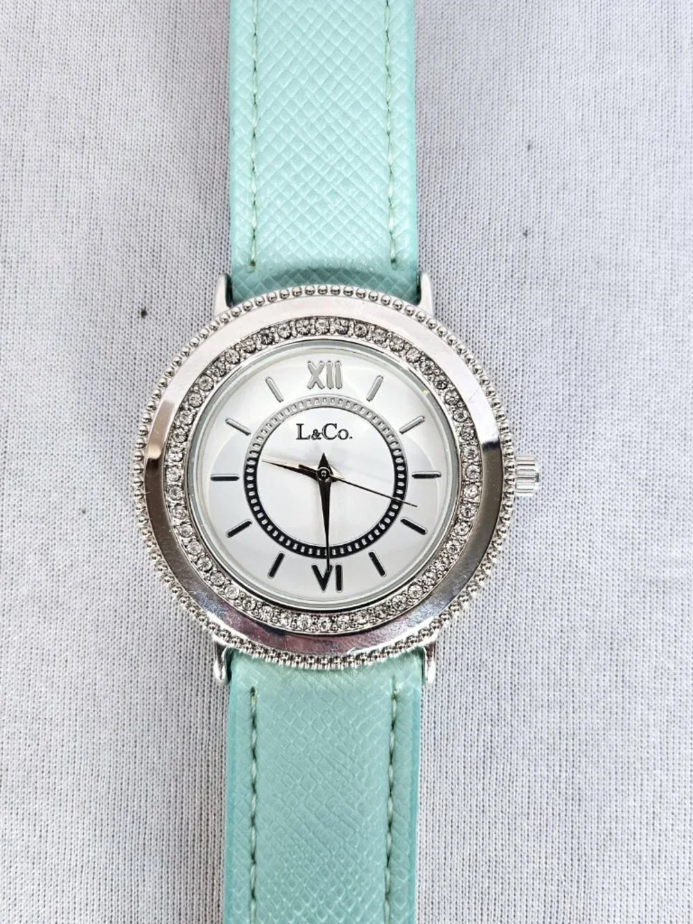 L & Co. Rhinestone Watch | Seafoam Green | Silver Tone